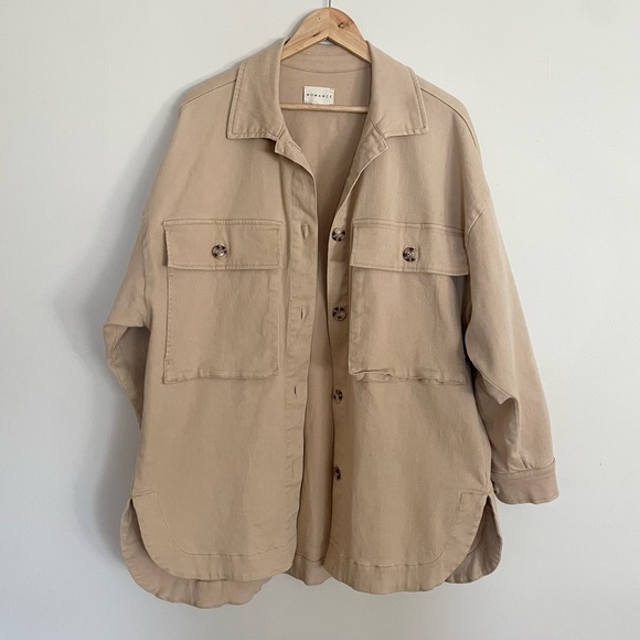 WOMANCE Beige Denim Jacket, Oversized Medium - Picture 6 of 14